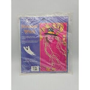 Vintage Halloween Streamer Witch Green Plastic Hair Hanging Decor Forget Me Not